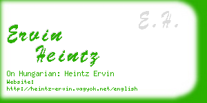 ervin heintz business card